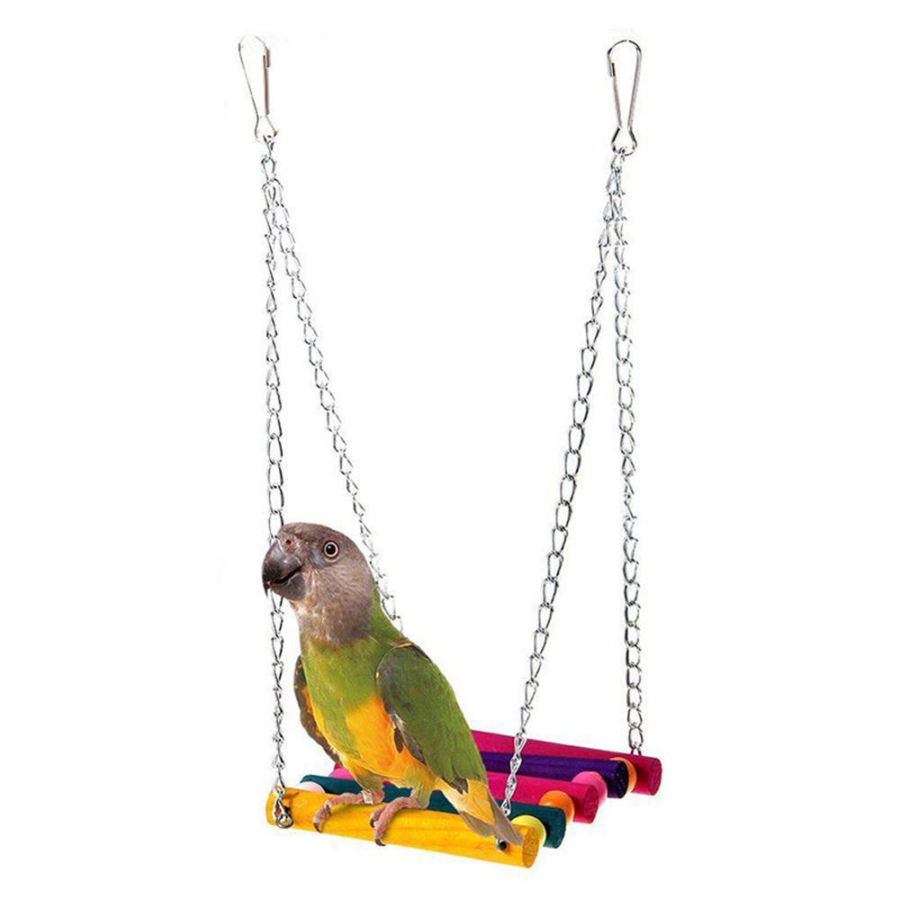Colourful Bird Swing & Hanging Toy with Bell Attached