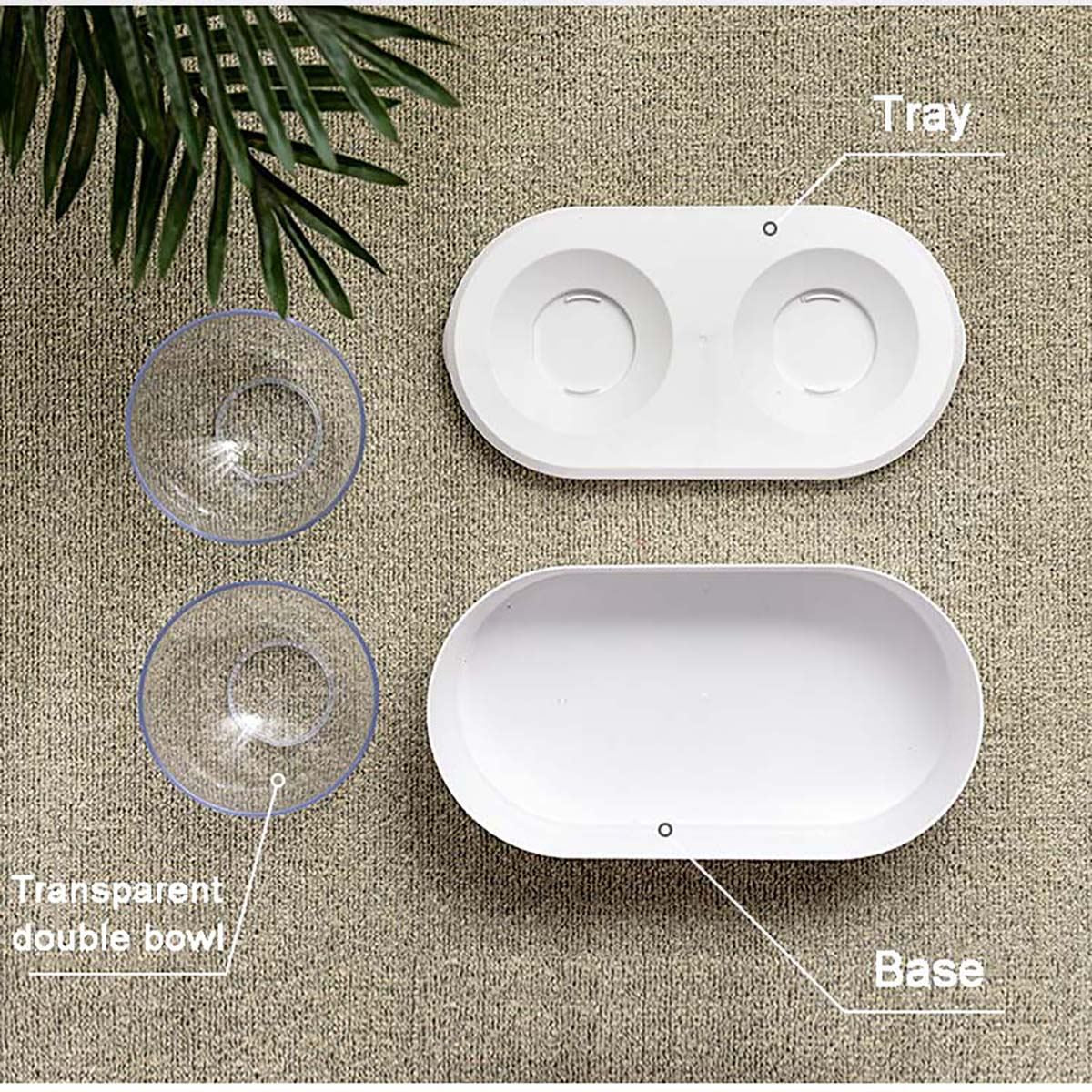 Raised Feeder With Detachable Food Storage With Double Water Bowl