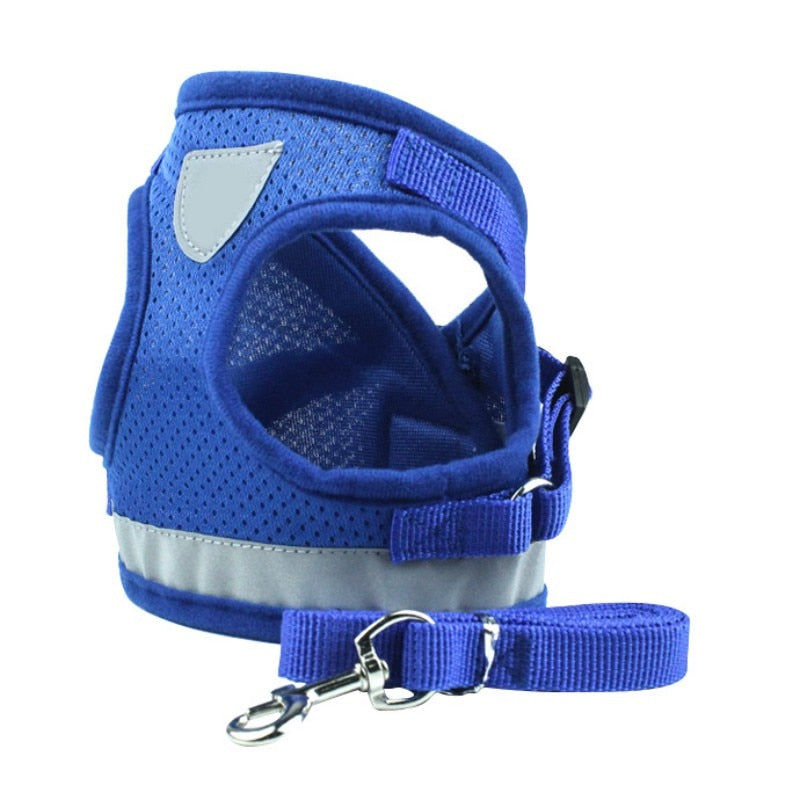 Reflective Breathable Harness Vest With Adjustable Leash For Small Medium Dog