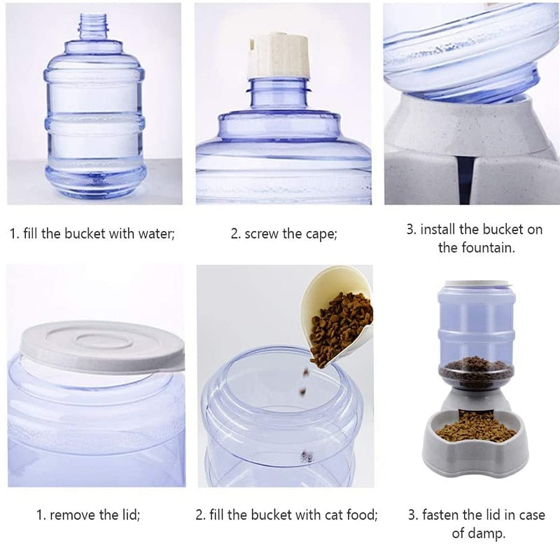 3.8L Gravity Pet Water Dispenser & Automatic Feeder
