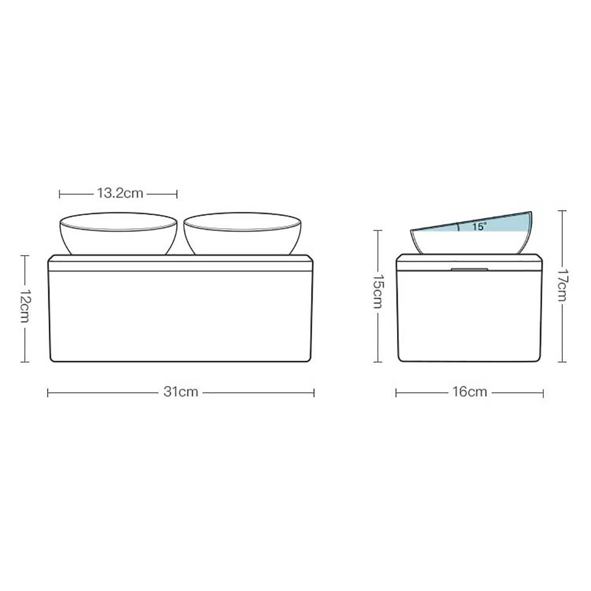 Raised Feeder With Detachable Food Storage With Double Water Bowl