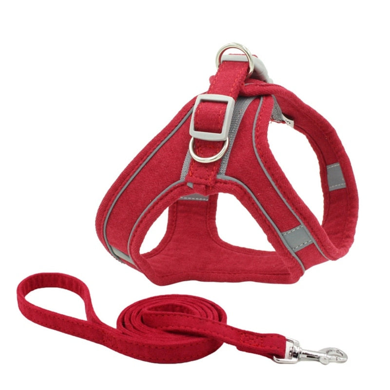 Reflective Breathable Harness Vest With Adjustable Leash For Small Medium Dog