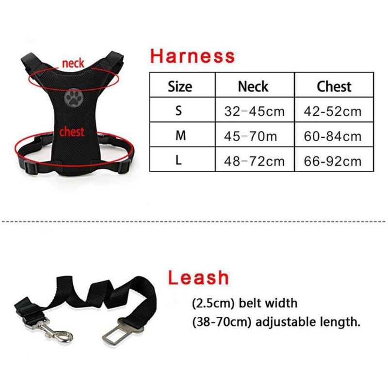 Breathable Dog Harness Leash With Adjustable Safety Seat Belt Straps For Car