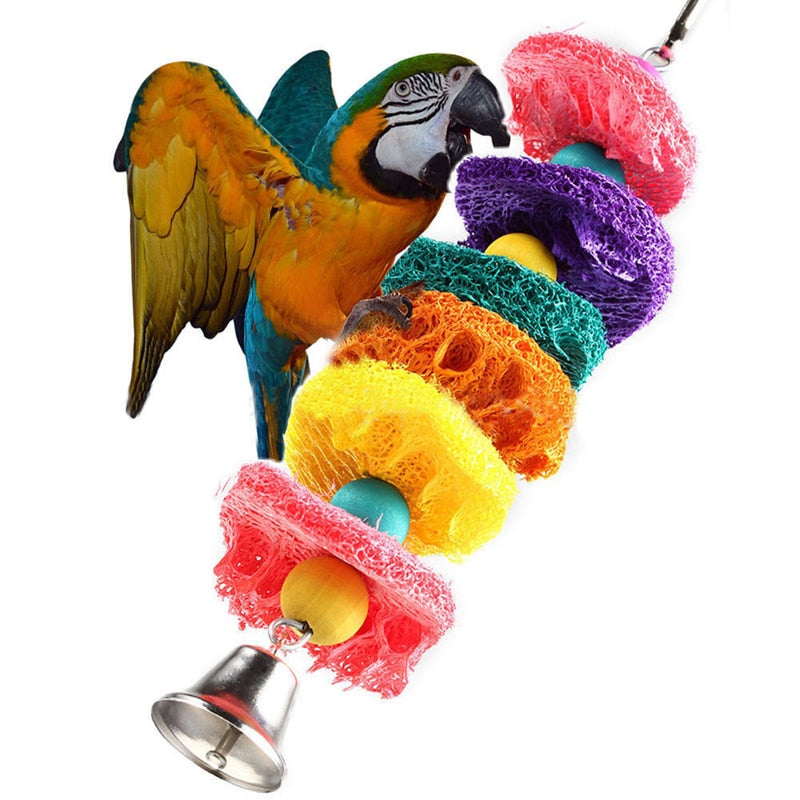 Colourful Bird Swing & Hanging Toy with Bell Attached