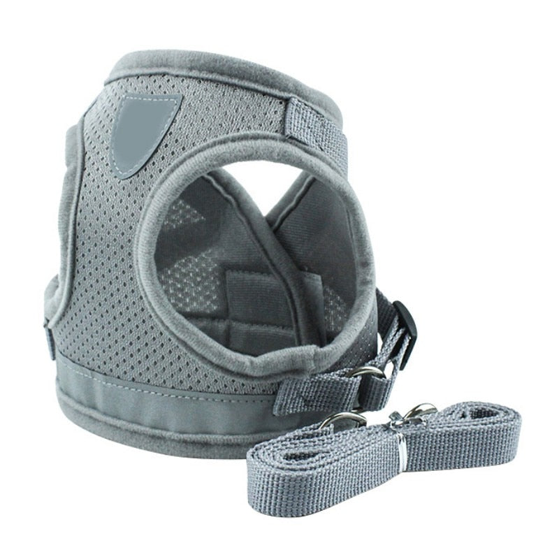 Reflective Breathable Harness Vest With Adjustable Leash For Small Medium Dog