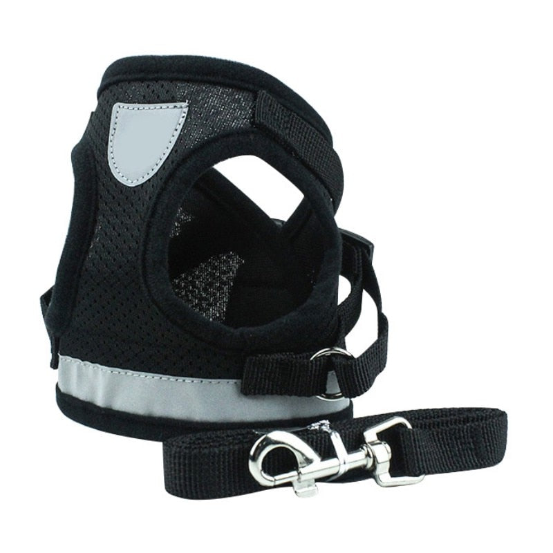 Reflective Breathable Harness Vest With Adjustable Leash For Small Medium Dog