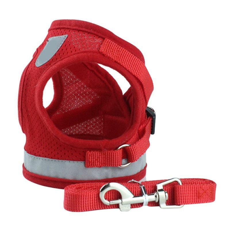 Reflective Breathable Harness Vest With Adjustable Leash For Small Medium Dog