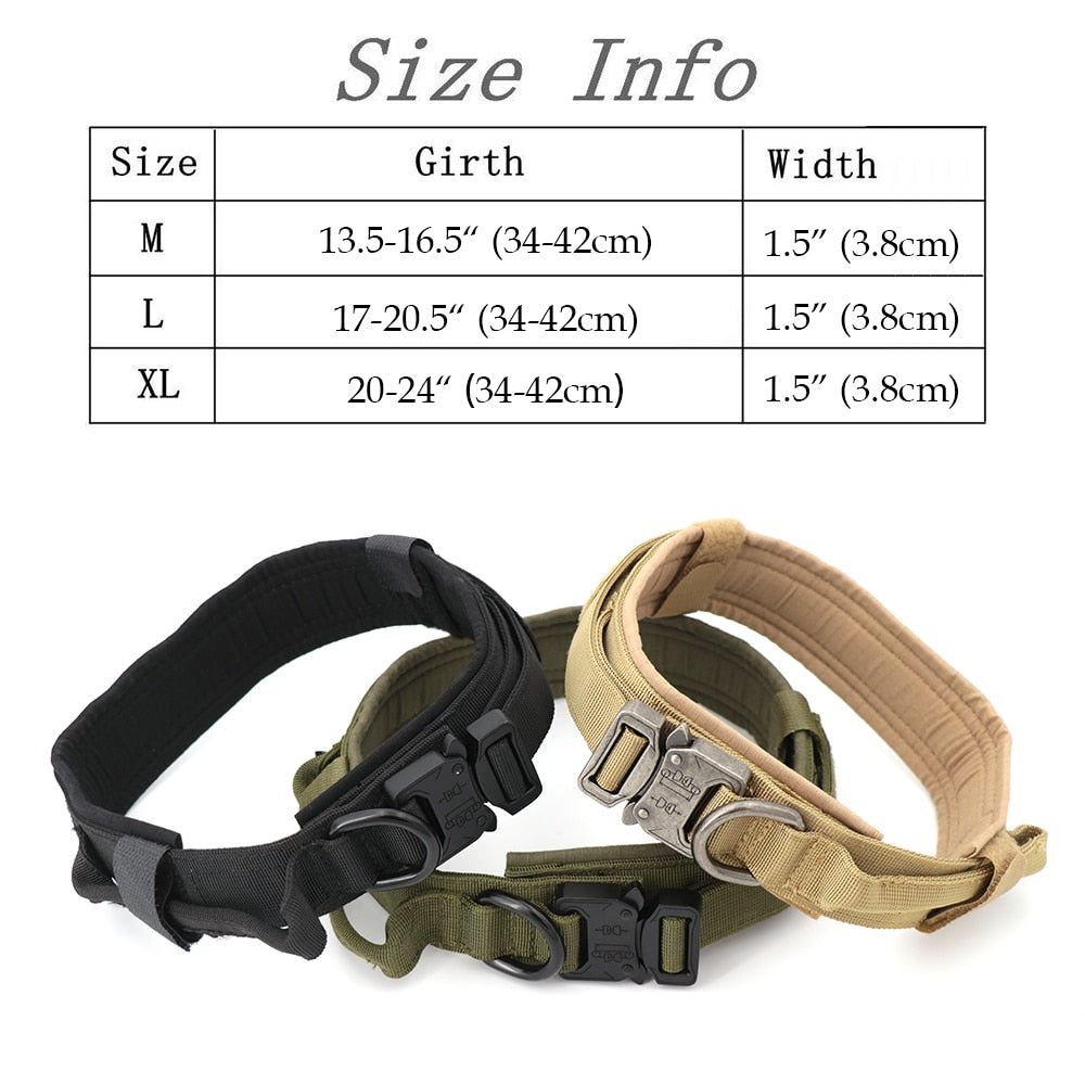 Adjustable Military Tactical Collar & Leash To Control & Handle Medium to Large Dog