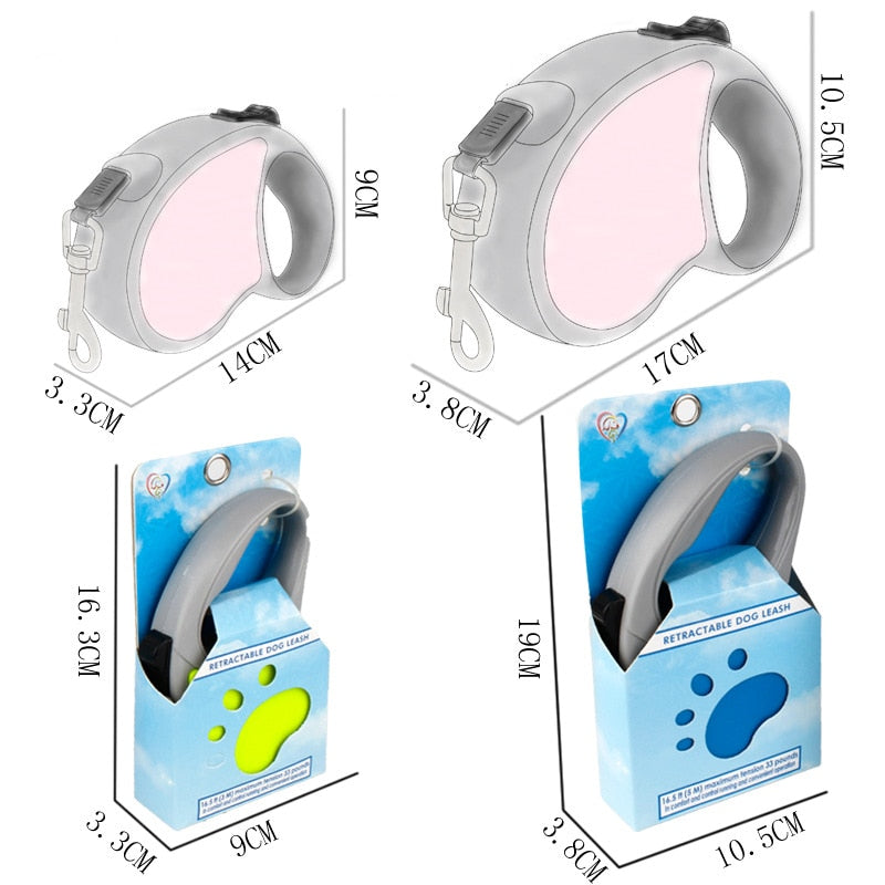 3M/5M Dog Leash Automatic Retractable Durable Nylon Traction Rope Belt