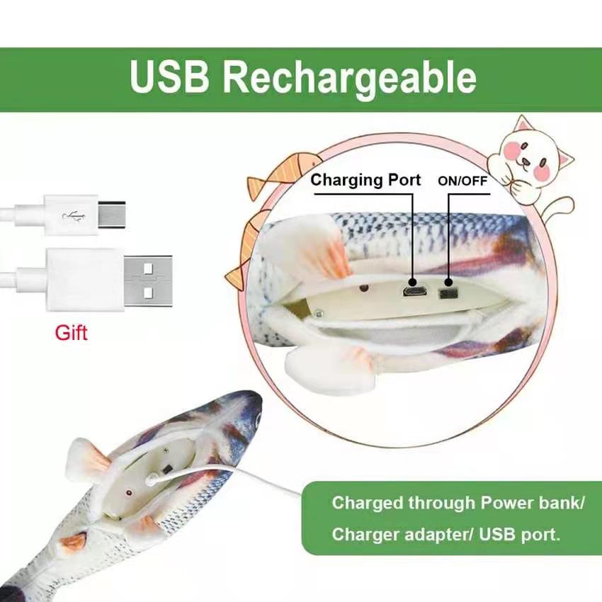 Interactive & Realistic Fish Toy For Cat to Play - Electric USB Charger