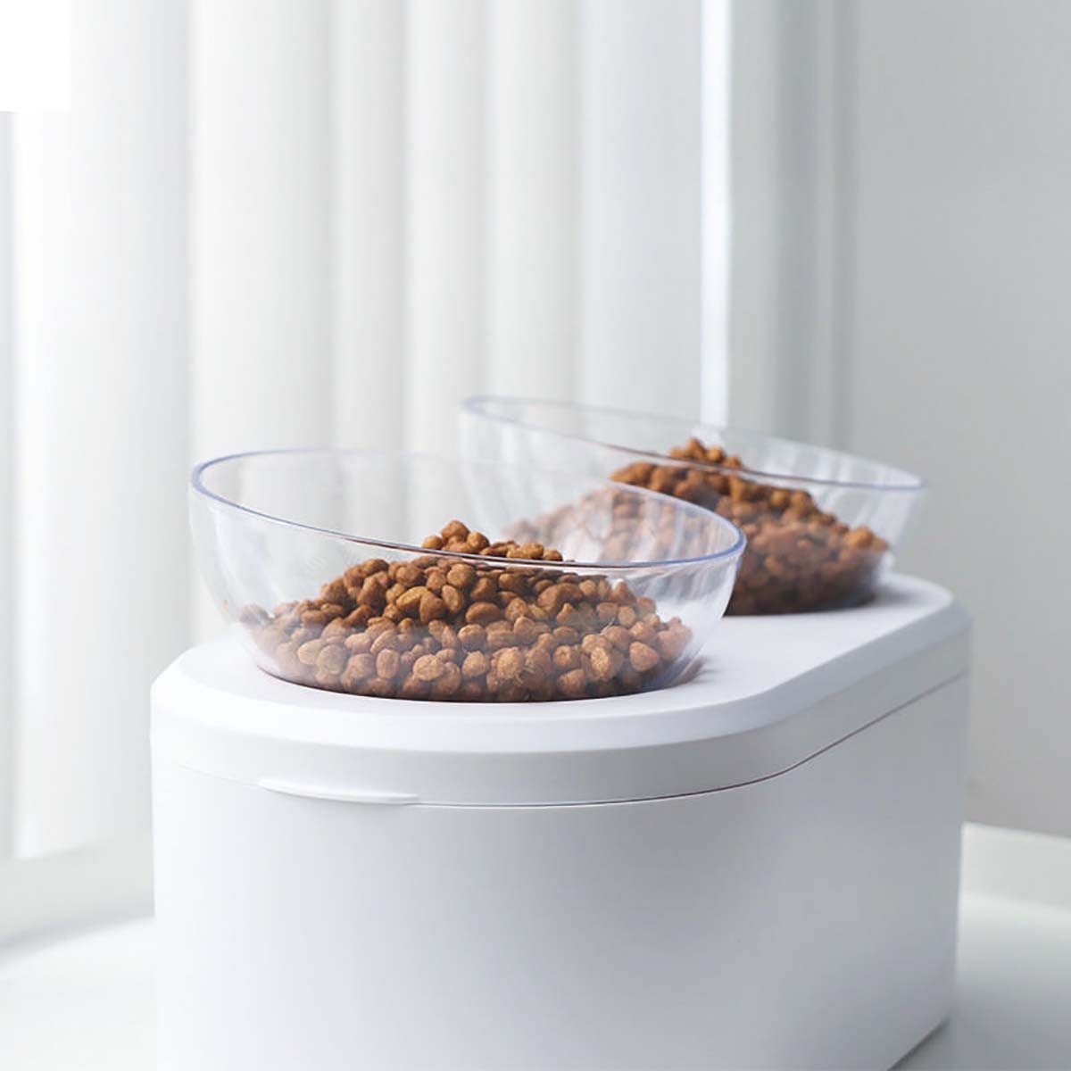 Raised Feeder With Detachable Food Storage With Double Water Bowl