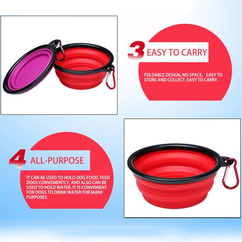 Portable & Collapsible Soft Silicone Feeding & Water Bowls For Dog / Cat During Travel