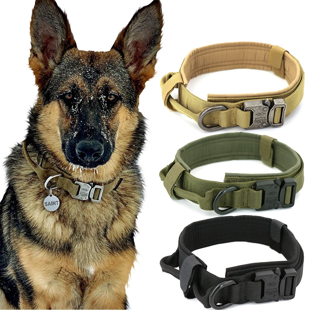 Adjustable Military Tactical Collar & Leash To Control & Handle Medium to Large Dog