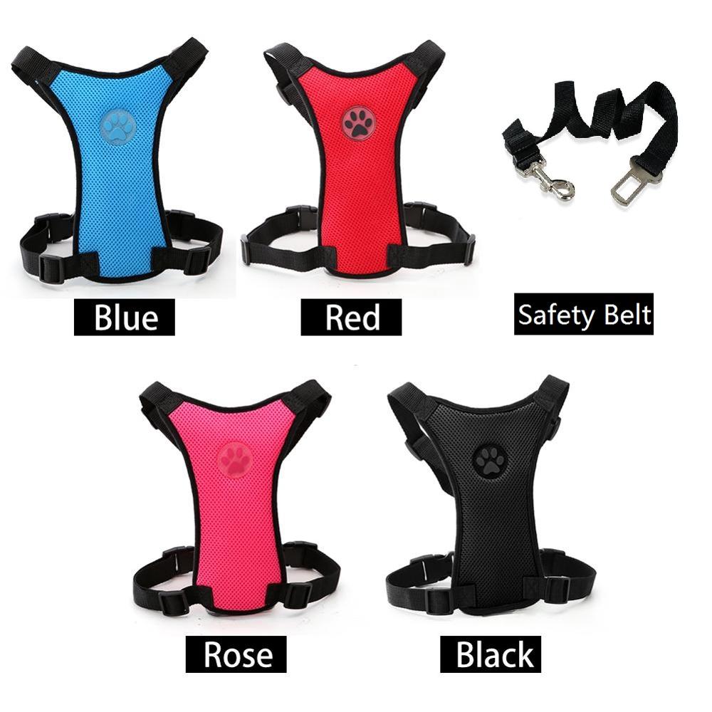 Breathable Dog Harness Leash With Adjustable Safety Seat Belt Straps For Car