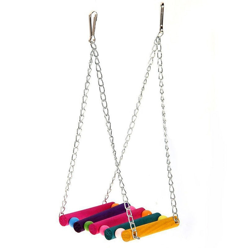Colourful Bird Swing & Hanging Toy with Bell Attached