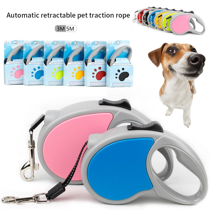 3M/5M Dog Leash Automatic Retractable Durable Nylon Traction Rope Belt