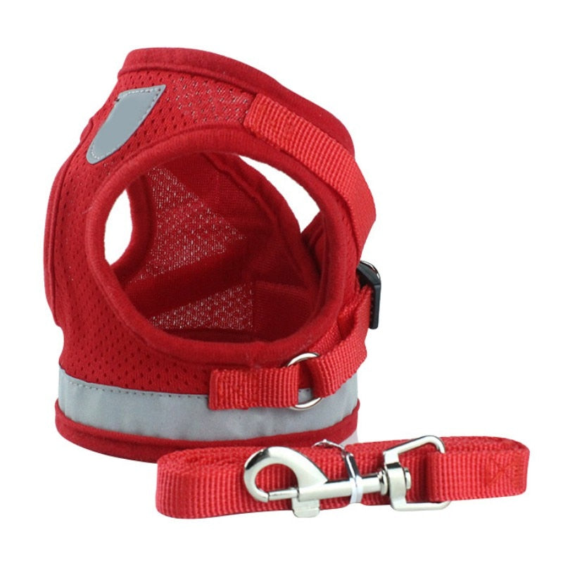 Reflective Breathable Harness Vest With Adjustable Leash  For Small Medium Dog